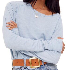 Free People We the Free Arden Tee "The Rain" Blue Sz. Small